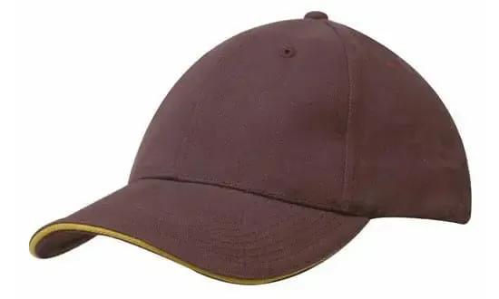 Headwear Brushed Heavy Cotton Cap With Sandwich Trim X12 - 4210